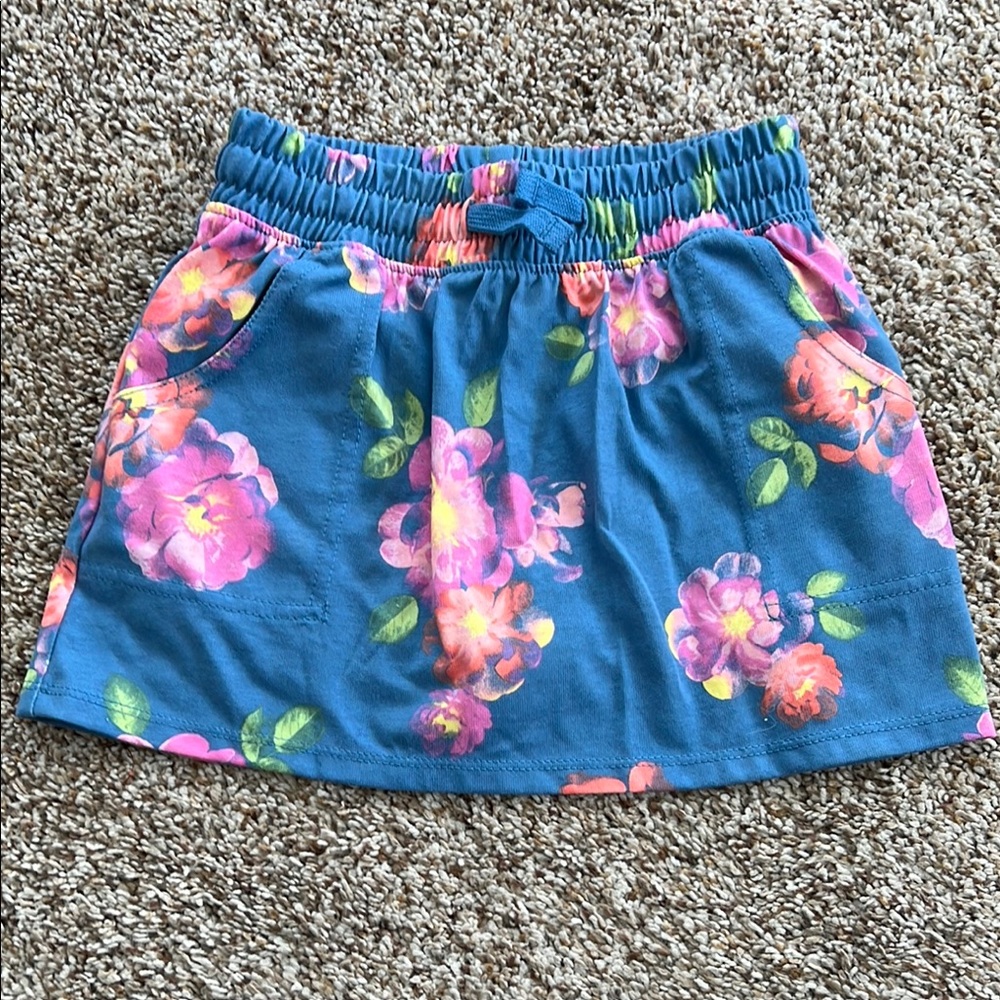 OshKosh B'gosh Blue Skirt with Pink Floral Pattern